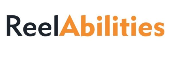 ReelAbilities logo in two colors - Reel in black and Abilities in orange